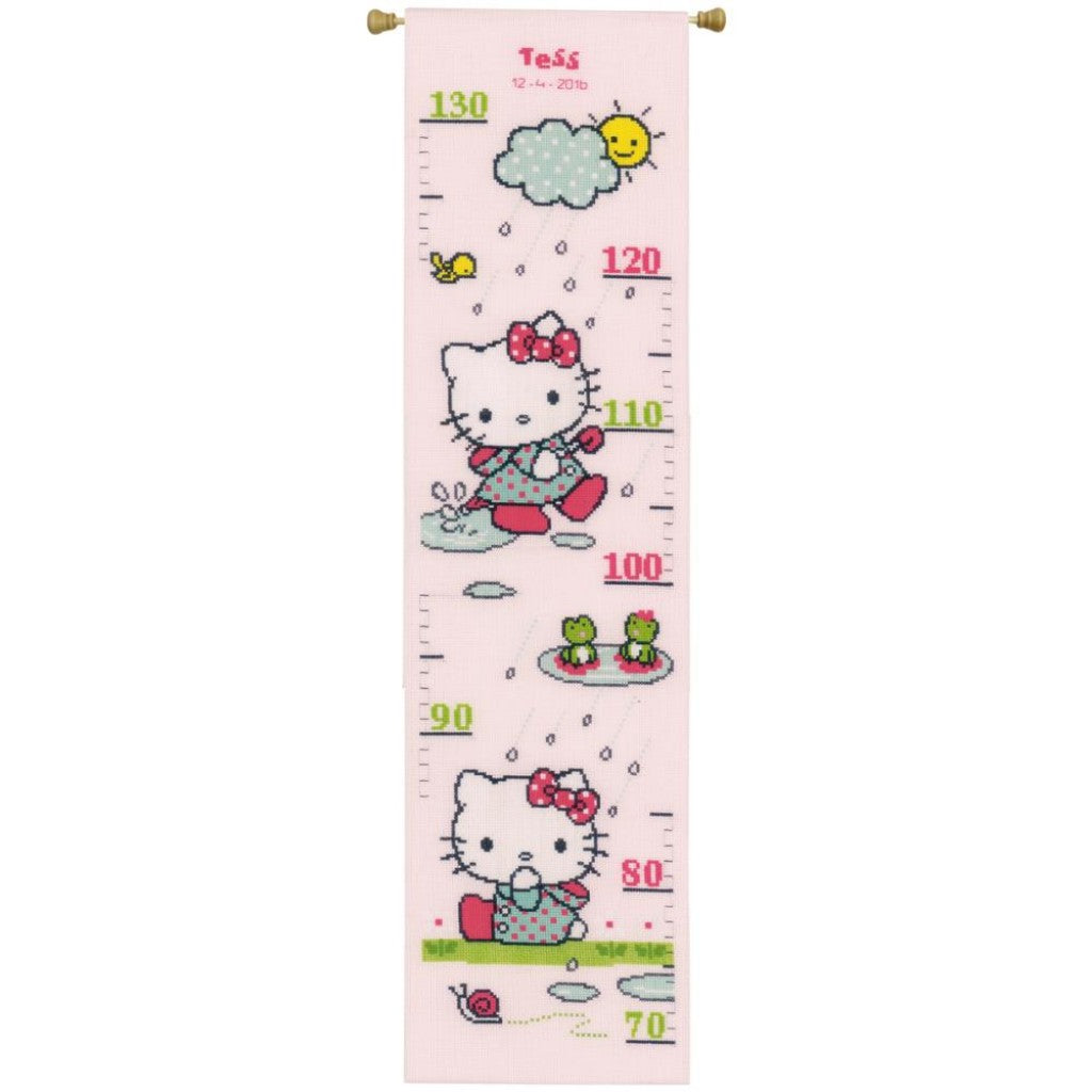 Korsstingbroderi 18x71cm - Hello Kitty Rainy Days Growth Chart