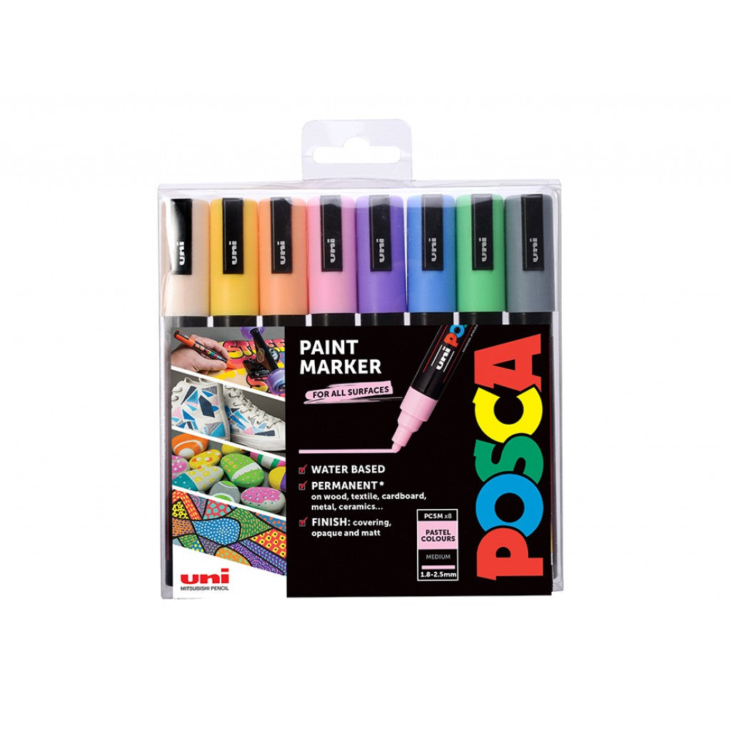 Uni POSCA PC-5M - Medium 1,8-2,5mm - Sett Pastell 8stk