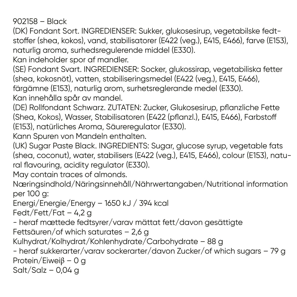 Fondant Odense 250g - Svart