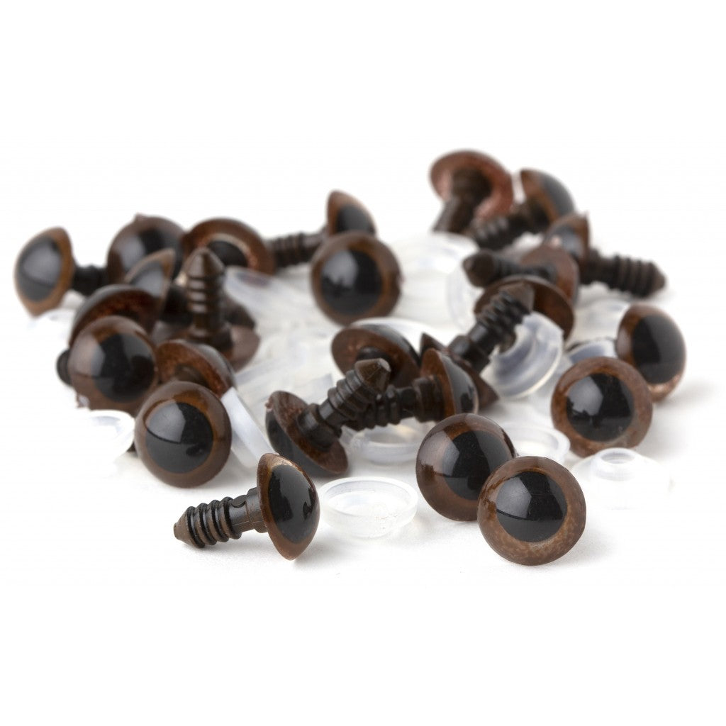 Sikkerhets-øyner Animal Eyes, 12mm 6stk - Brown