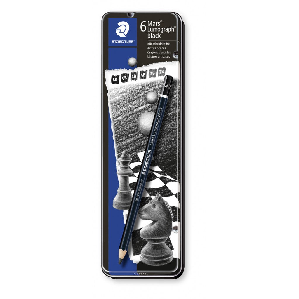 Staedtler - Mars Lumograph Black Grafittblyant - 6 stk. (8B–HB)