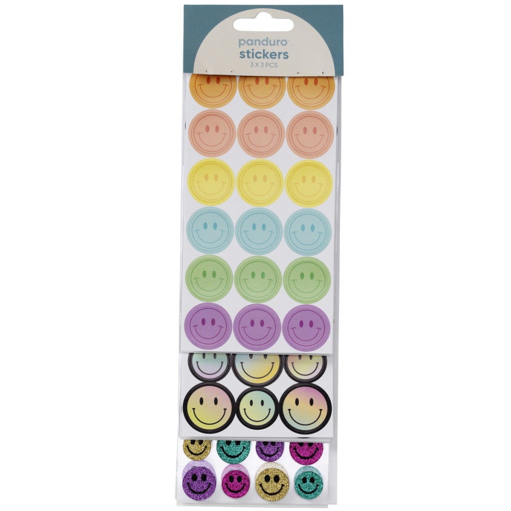 Stickers 3 ark - Smilefjes