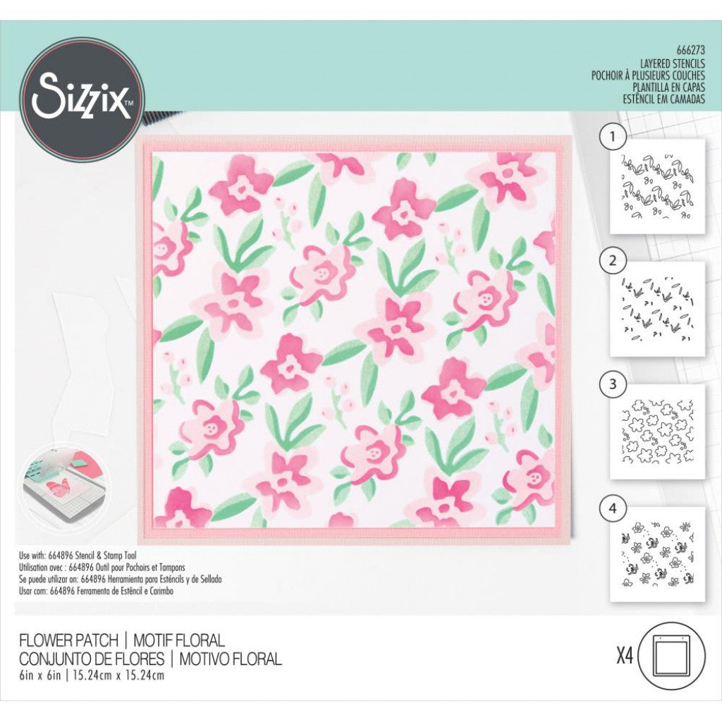 Sizzix Making Tool Layered Stencil 6"X6" - Flower Patch