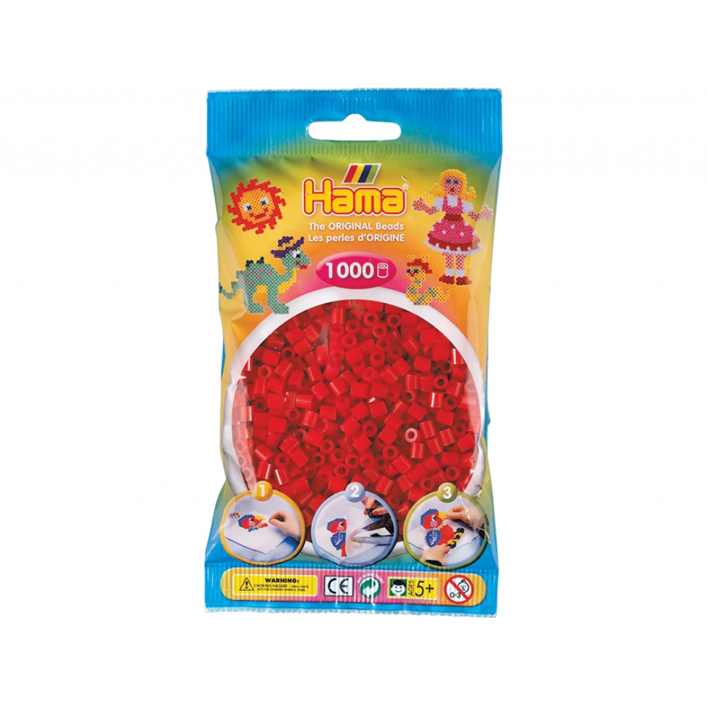 Hama Midi, 1000stk - 22 Mørk Rød