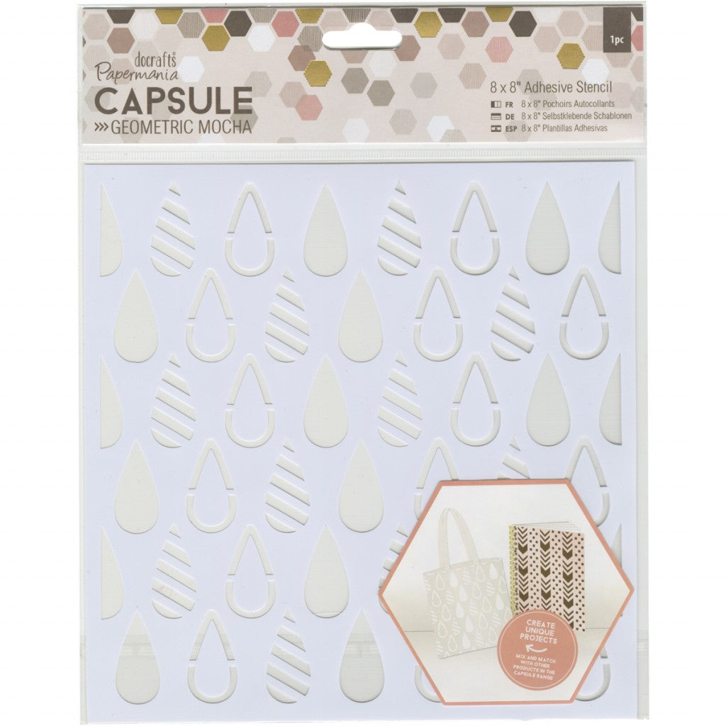 Papermania 20x20cm Selvklebende Sjablong - Teardrops