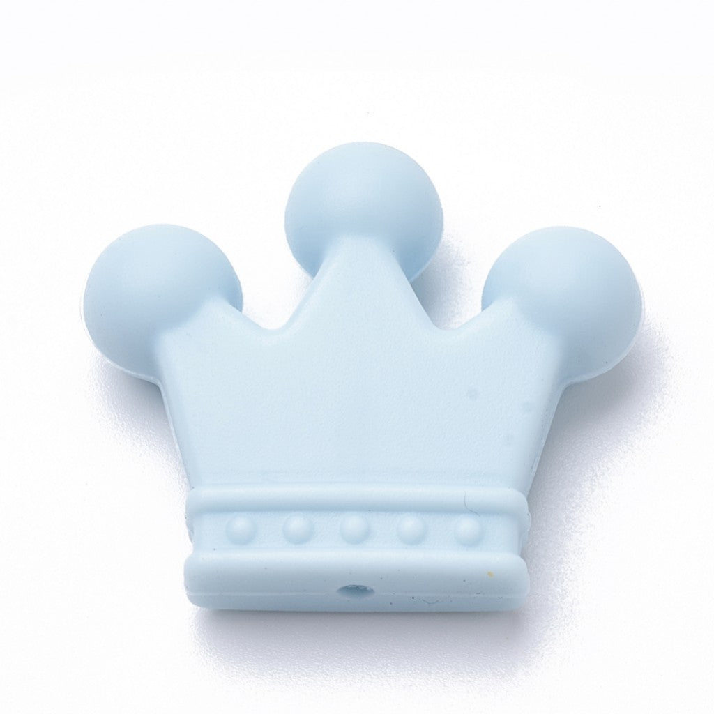 Perle i Silikon av Matkvalitet, 35 x 30mm - Crown, Light Blue
