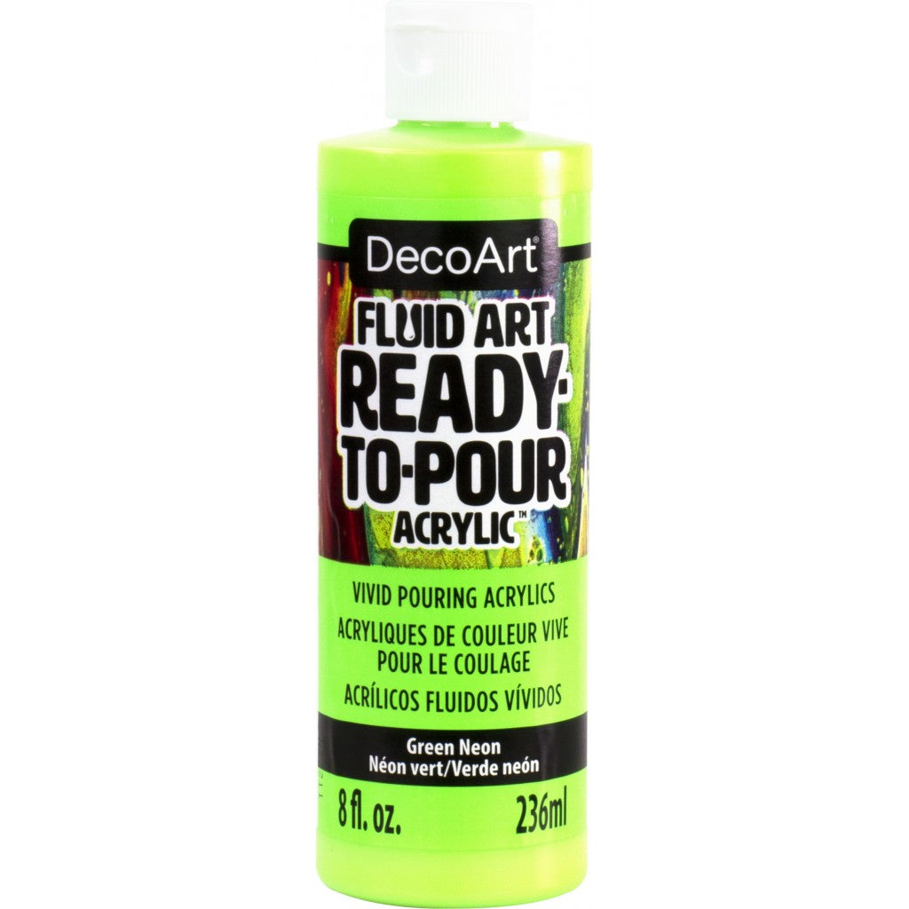 DecoArt - FluidArt Ready-To-Pour Acrylic Paint 236ml - Neon Green