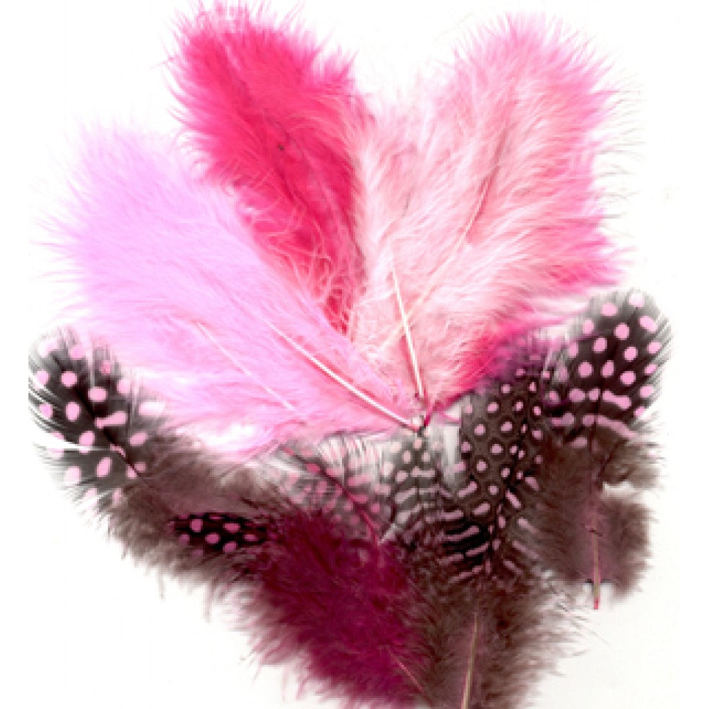 Fjær mix 18 stk Rosa