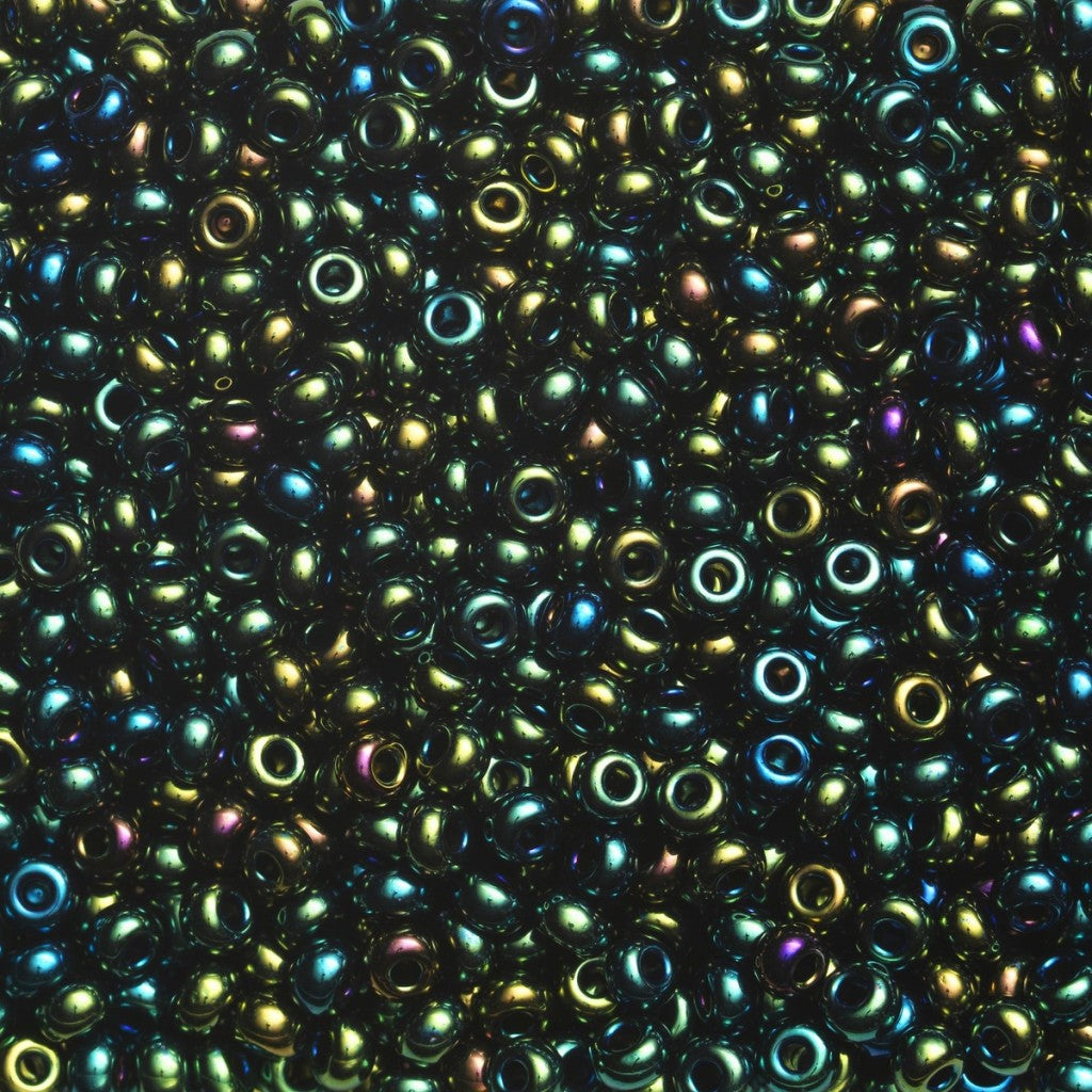Rocaillesperle 9/0 - Grønn Iriserende