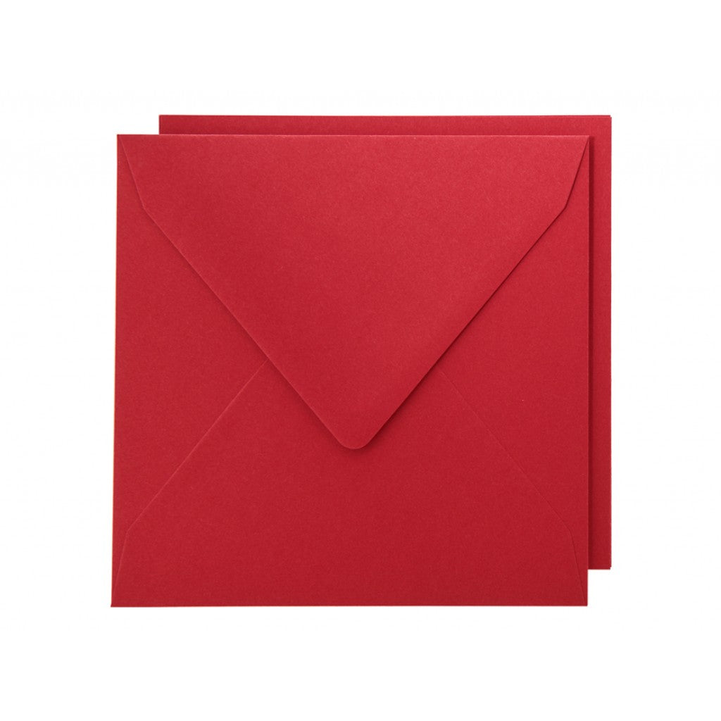 Staz Kort & Konvolutt - 16x16cm 10 stk - 28 Julerød