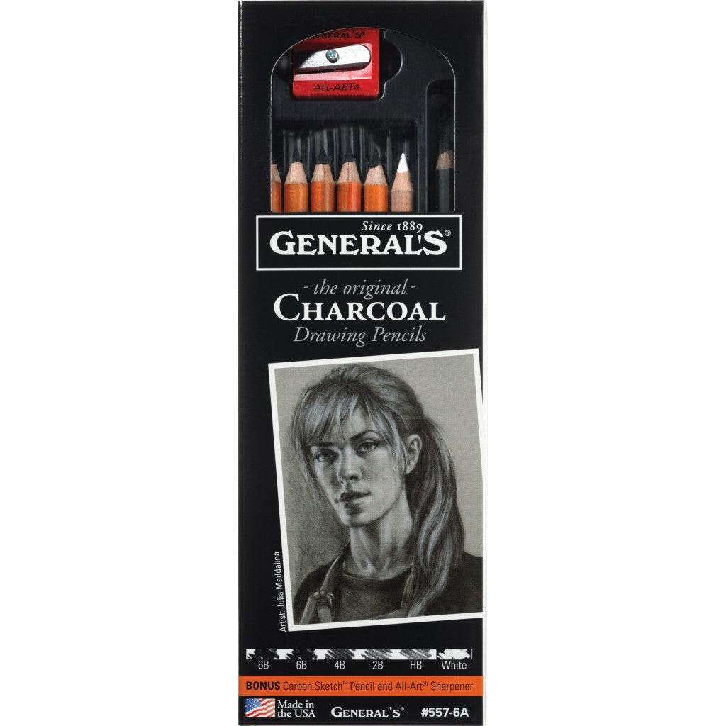 Generals - Charcoal Pencil Set 6/Pkg-Assorted Degrees