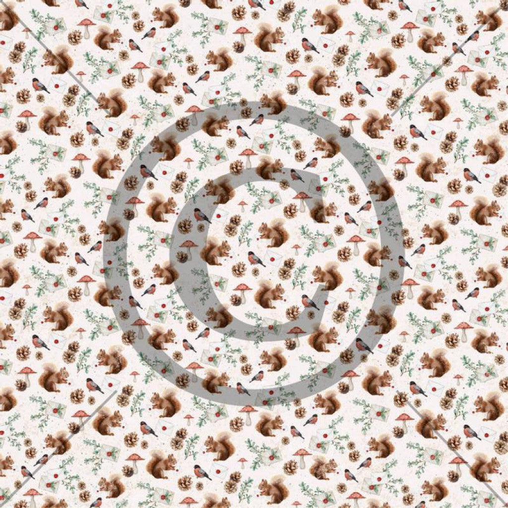 Papirdesign Mønsterpapir 12"x12" - Ekorn og Dompap
