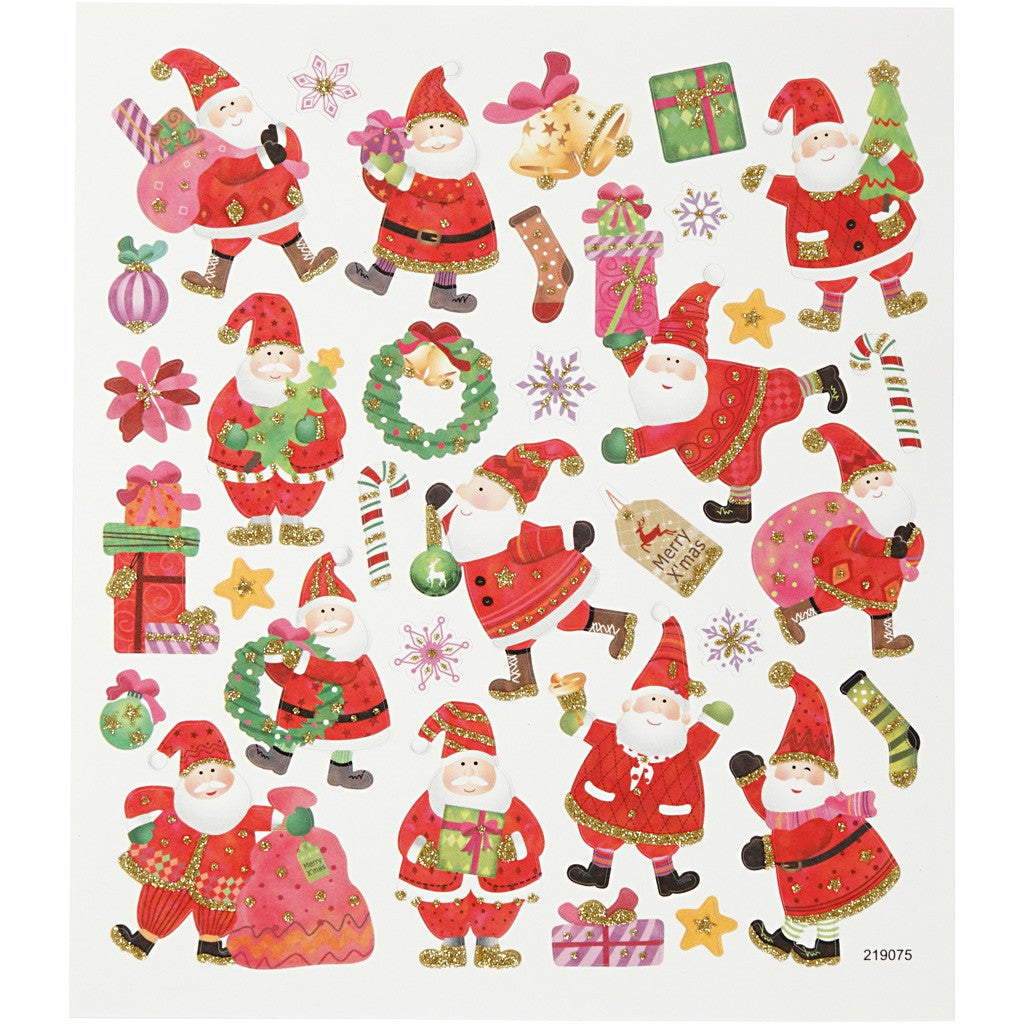Stickers, Glad julenisse, 15x16,5 cm