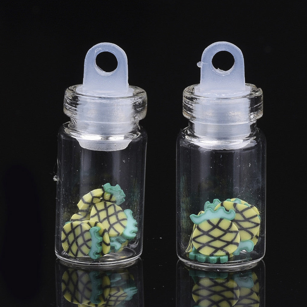 #1 Flaskeanheng med Polymer Confetti, 2,7cm - Ananas