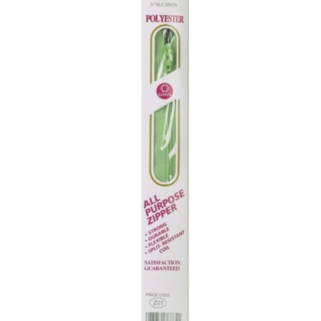 Glidelås i nylon (lukket) - 55cm Nile Green