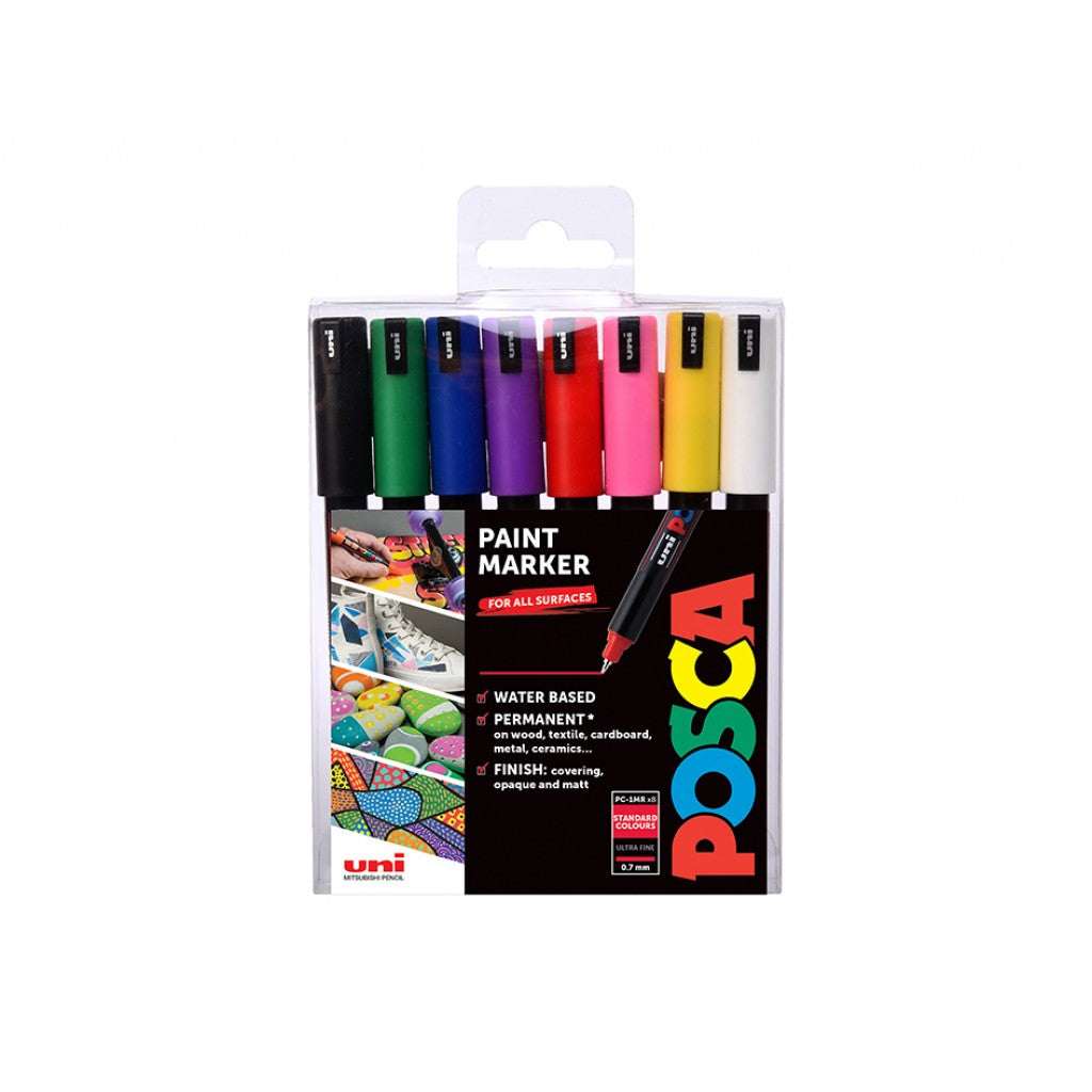 Uni POSCA PC-1MR - Ultra-Fine 0,7mm - Sett Standard 8stk