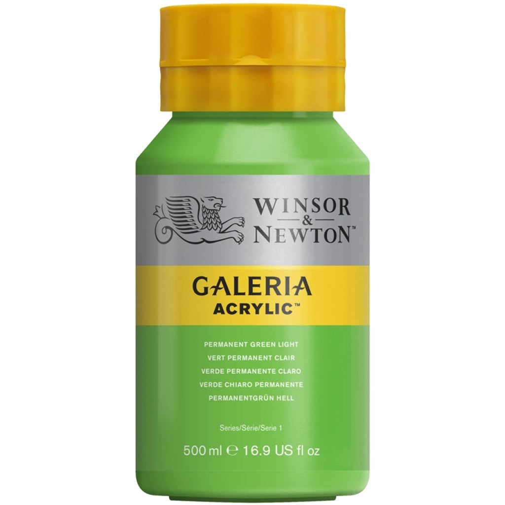 W&N - Galeria Acrylic 500ml - 483 Permanent Green Light
