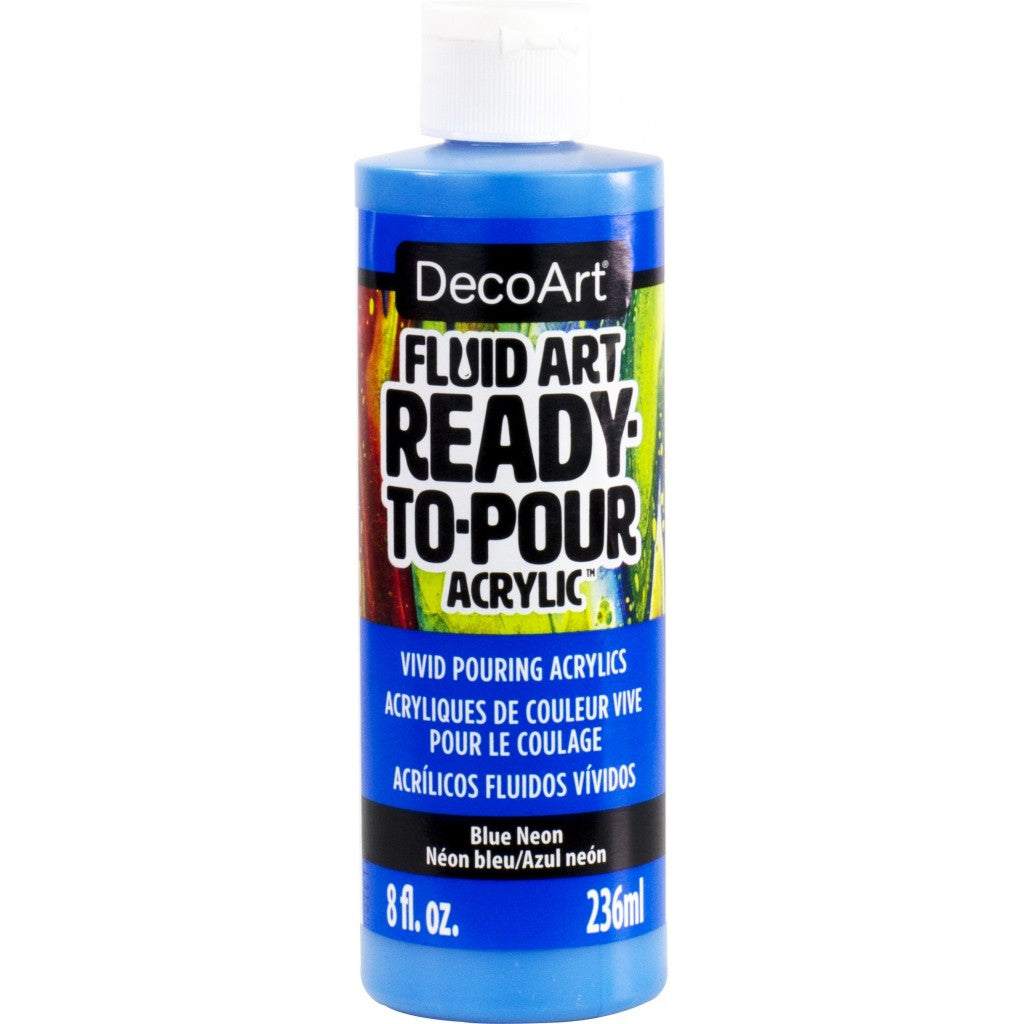 DecoArt - FluidArt Ready-To-Pour Acrylic Paint 236ml - Neon Blue