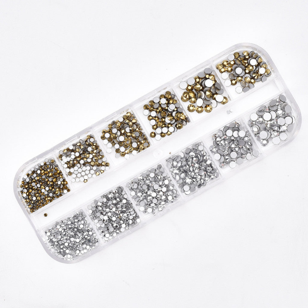Glass Rhinestone 1,5-4mm, - Clear & Gold