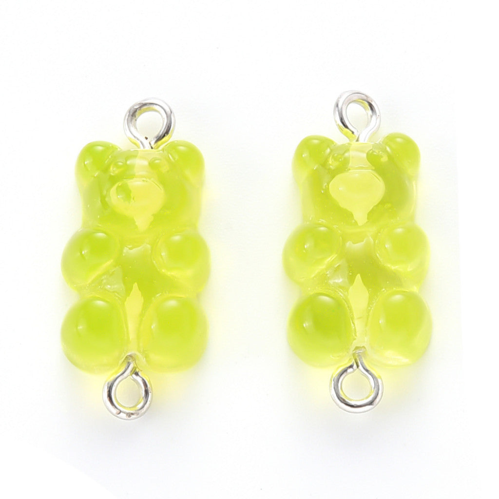 Gummy Bear Resin-Mellomledd, 25mm, 6stk - Lime