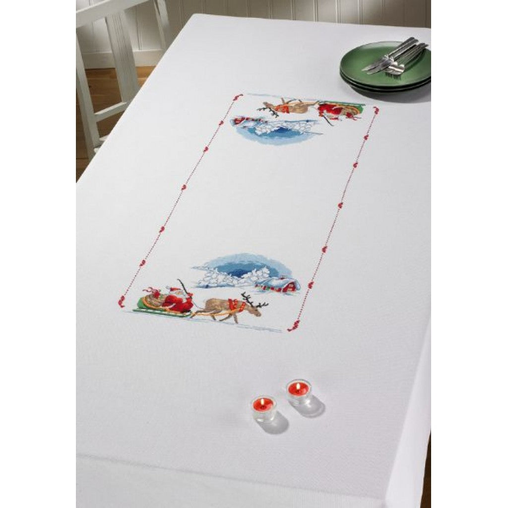 Korsstingsbroderi Duk140x230cm - Nisse i kane