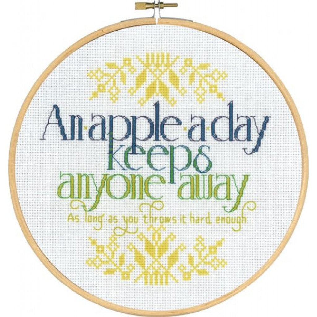Korsstingsbroderi - An Apple a Day, 20cm med ramme