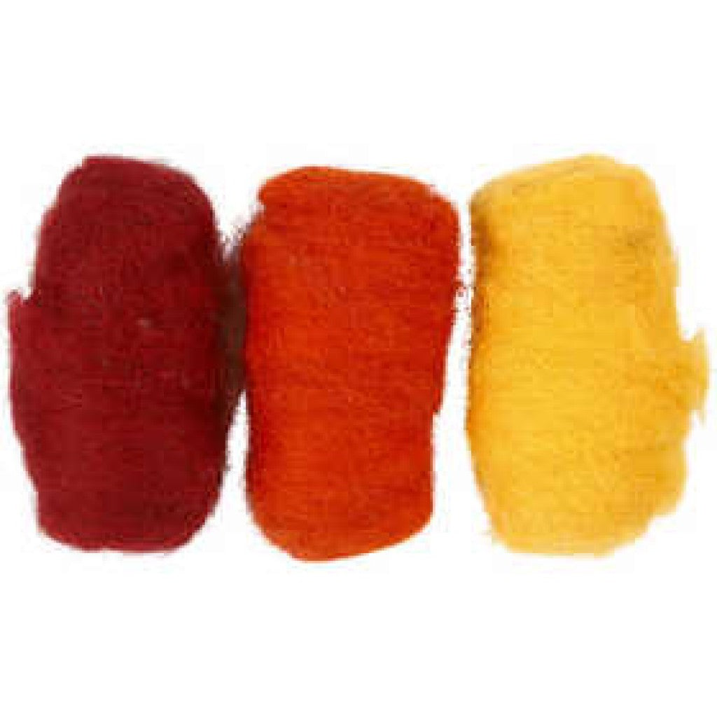 Kardet ull, gul/orange harmoni, 3x10g