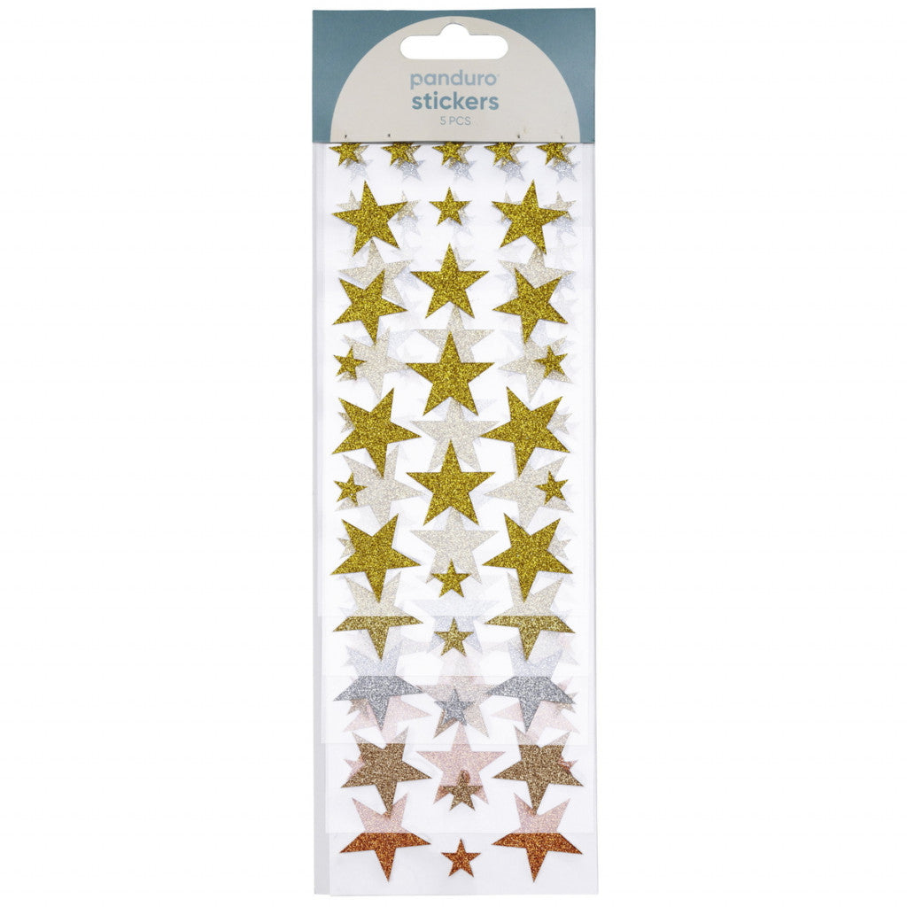 Glitterstickers 5 ark - Stjerner