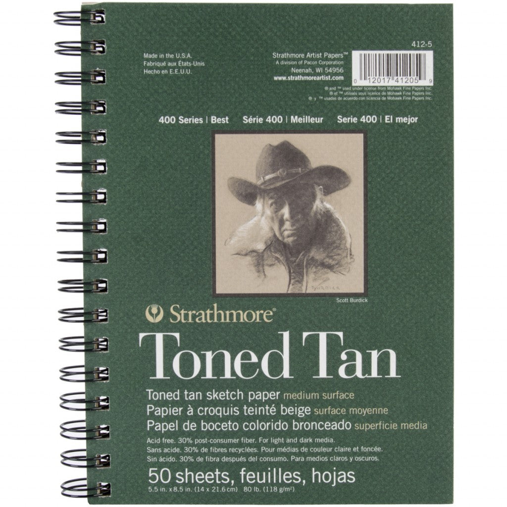 Strathmore 400 - Toned Tan Sketch Spiral Paper Pad 5.5"X8.5" (14x21,6cm) - 50ark