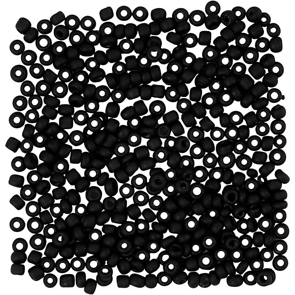 Rocaiperler 3 mm, 8/0, 25g - Svart Matt