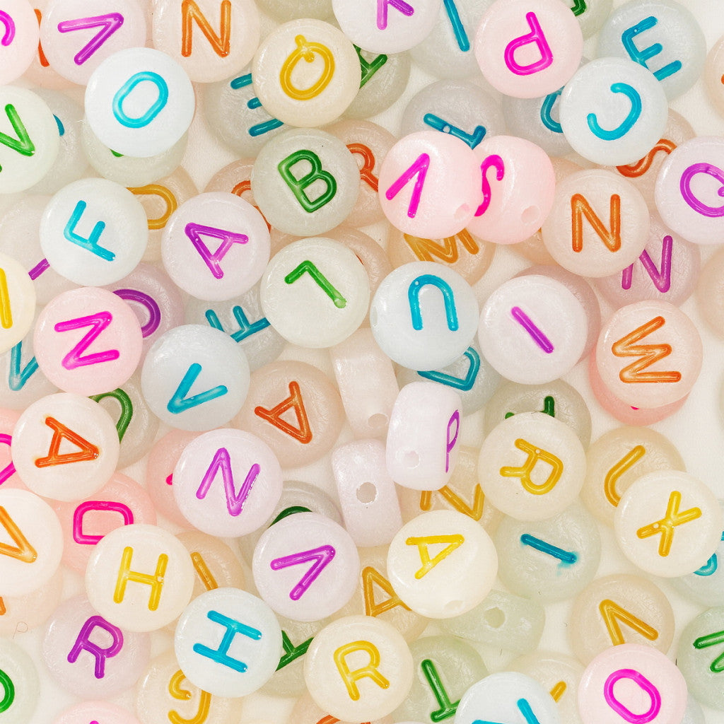 Bokstavperler A-Z, 130stk - Glow in the Dark