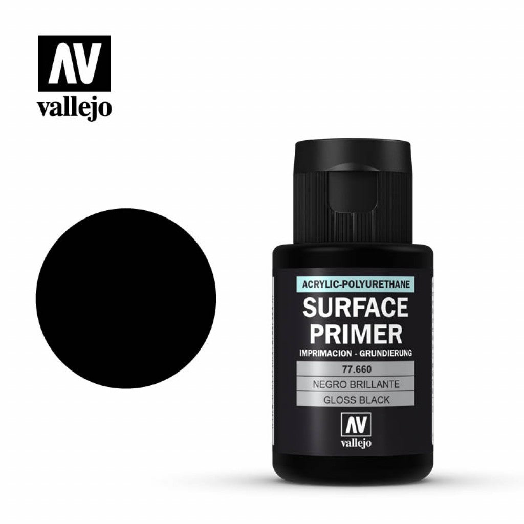 Vallejo Acrylic Polyurethane Primer 77.660 - Gloss Black 32ml
