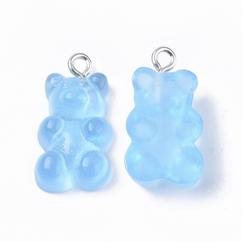 Gummy Bear Resin-Anheng, 21mm, 8stk - Lyseblå Himmel