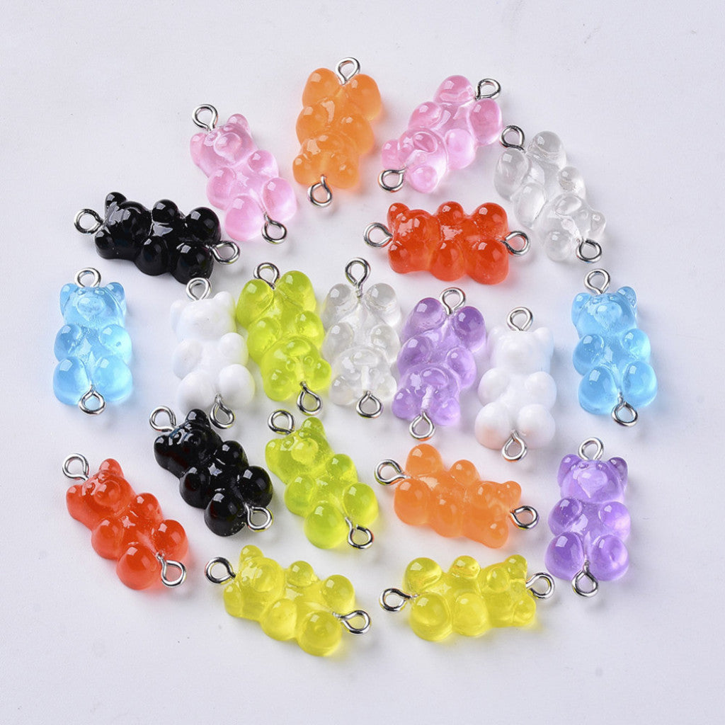 Gummy Bear Resin-Mellomledd, 25mm, 6stk - Random Mix