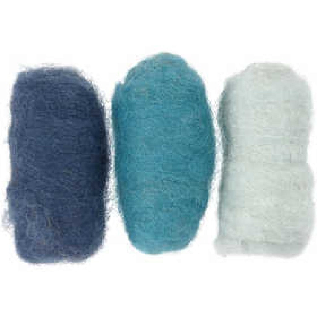 Kardet ull, blå harmoni, 3x10g