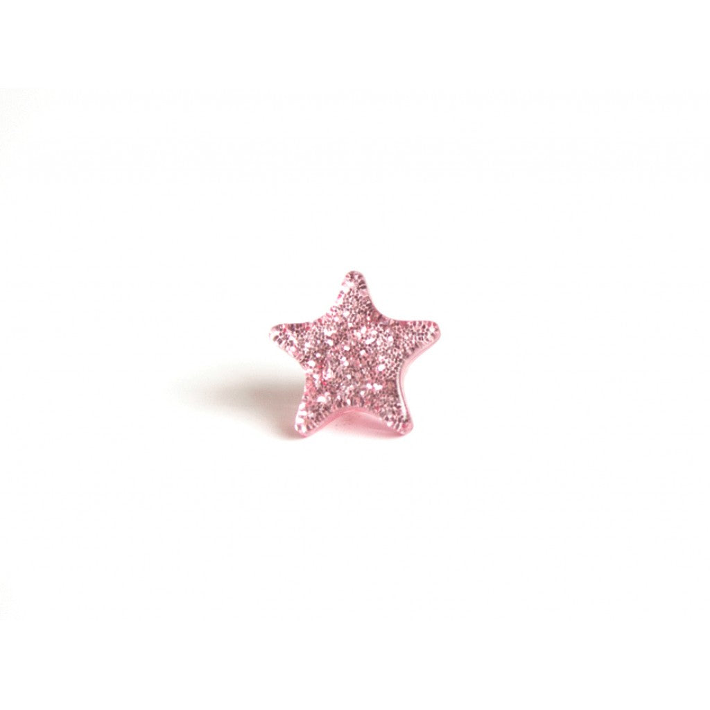 Knapp Stjerne glitter - 11mm - Rosa
