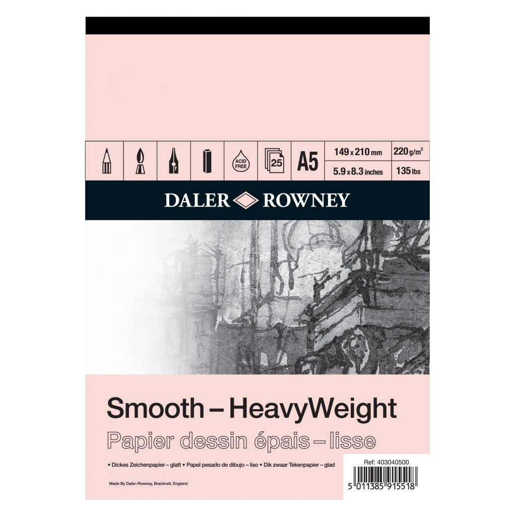 Daler Rowney - Tegneblokk Smooth Heavy Weight, 25ark, 220g, A5