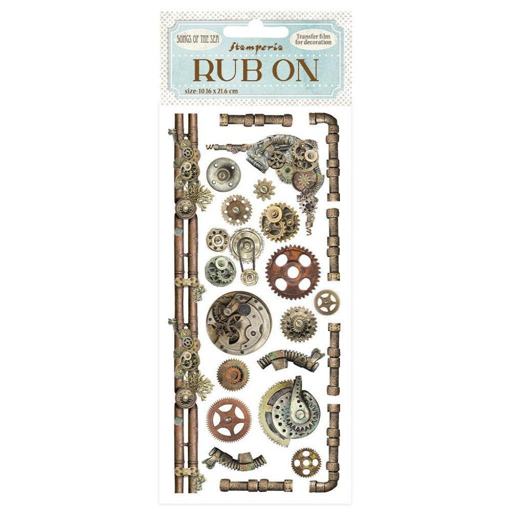 Stamperia Rub-On 4"X8.5" - Songs Of The Sea Mechanisms And Pipes