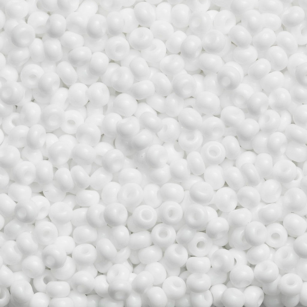 Rocaillesperle 6/0 - Hvit Opak