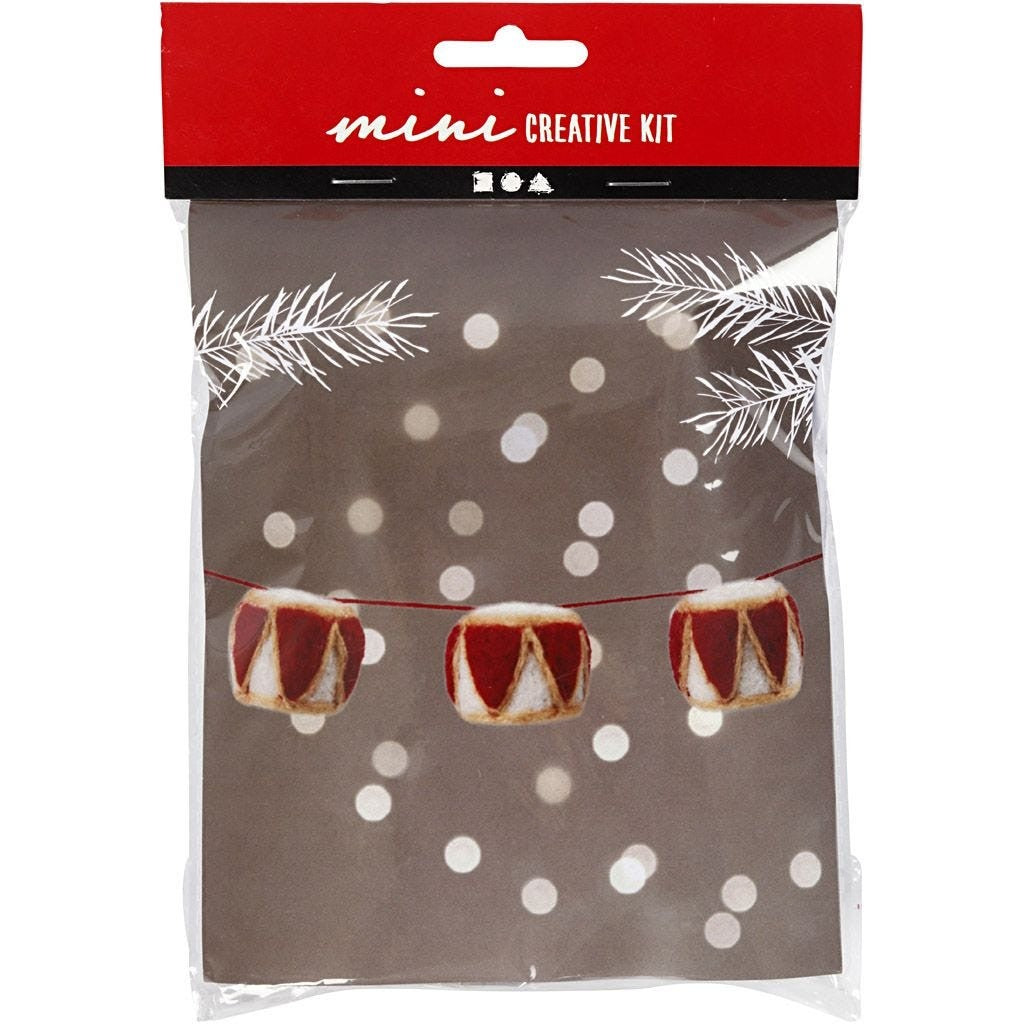 Kreativt minikit, beige, gml. rød, Tromme, dia. 33 mm, 1 sett