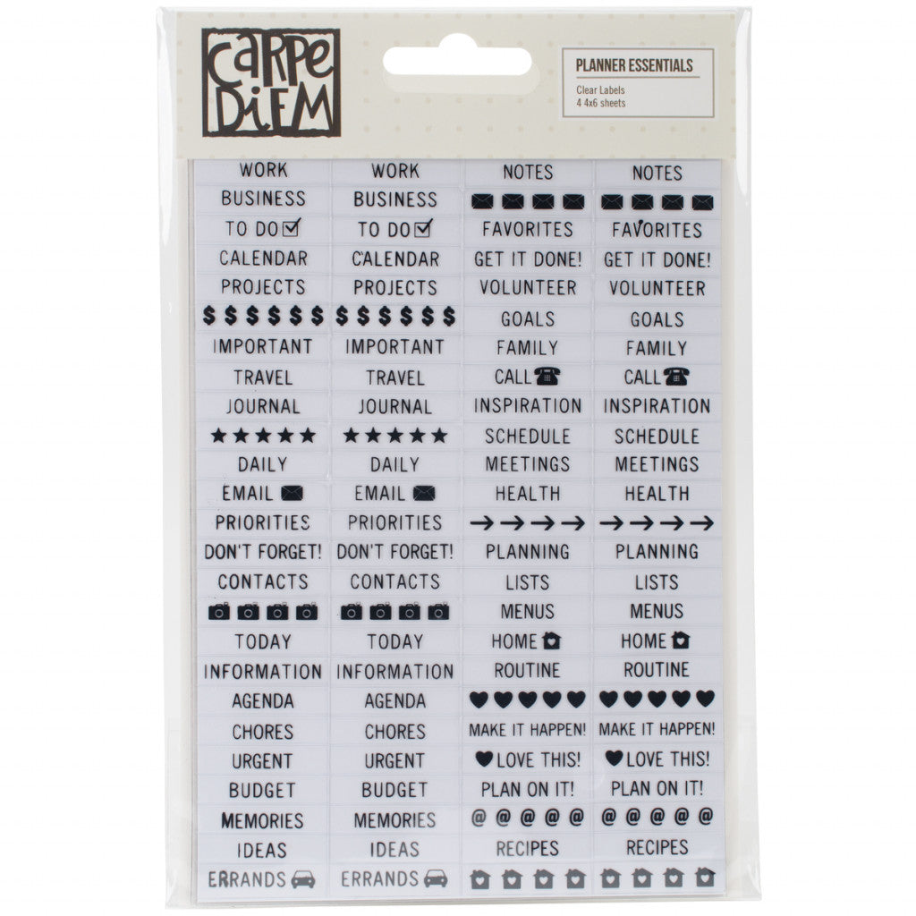 Planner Essentials Clear Stickers 4 ark - Labels