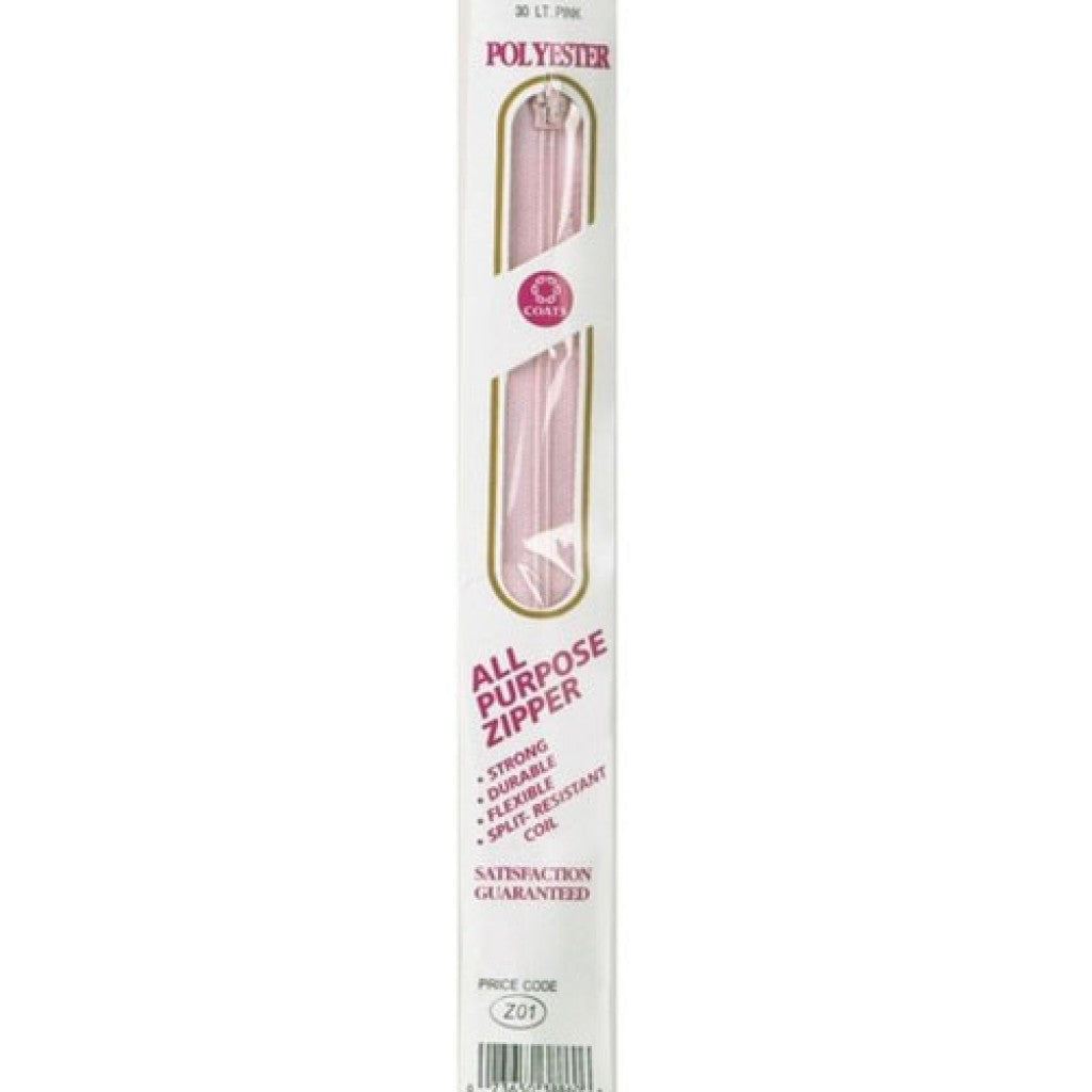 Glidelås i nylon (lukket) - 56cm Light Pink