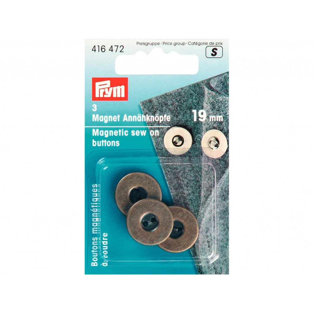 Prym Magnet knapper 19mm 3 stk. Antik Messing