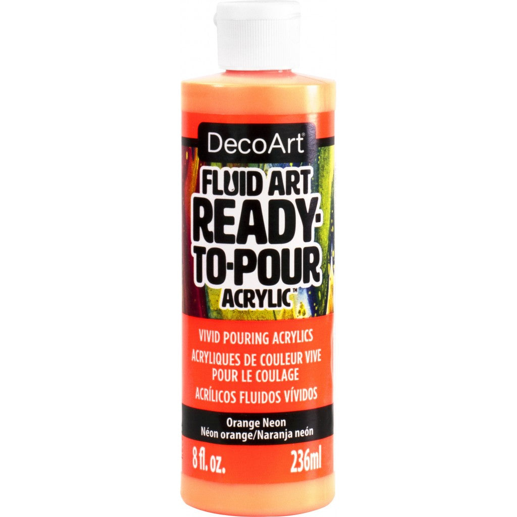 DecoArt - FluidArt Ready-To-Pour Acrylic Paint 236ml - Neon Orange