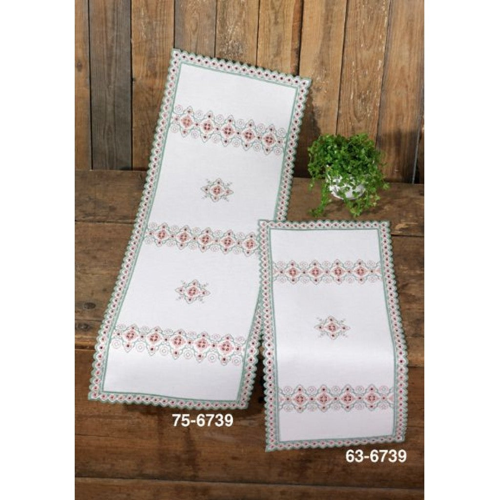 Hardanger Løpere - Rosa og grøn 33x99cm 75-6739
