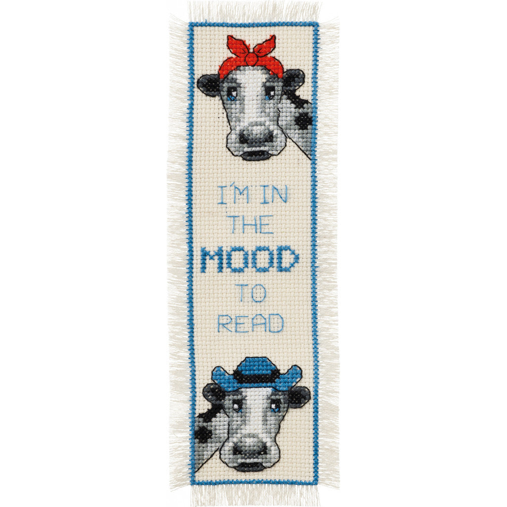 Korsstingsbroderi - Bokmerke, I´m in the mood 7x22cm