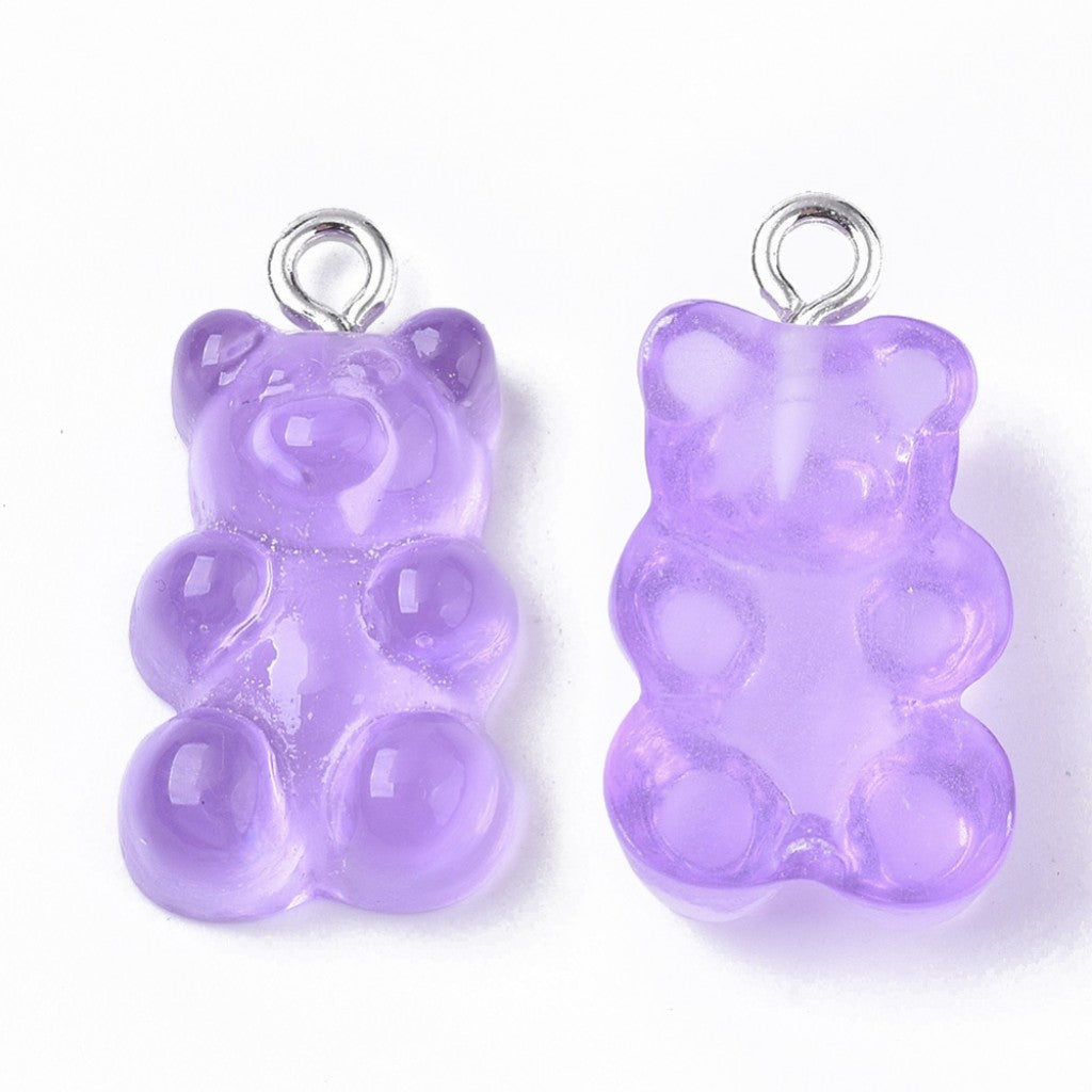 Gummy Bear Resin-Anheng, 21mm, 8stk - Transparent Plomme
