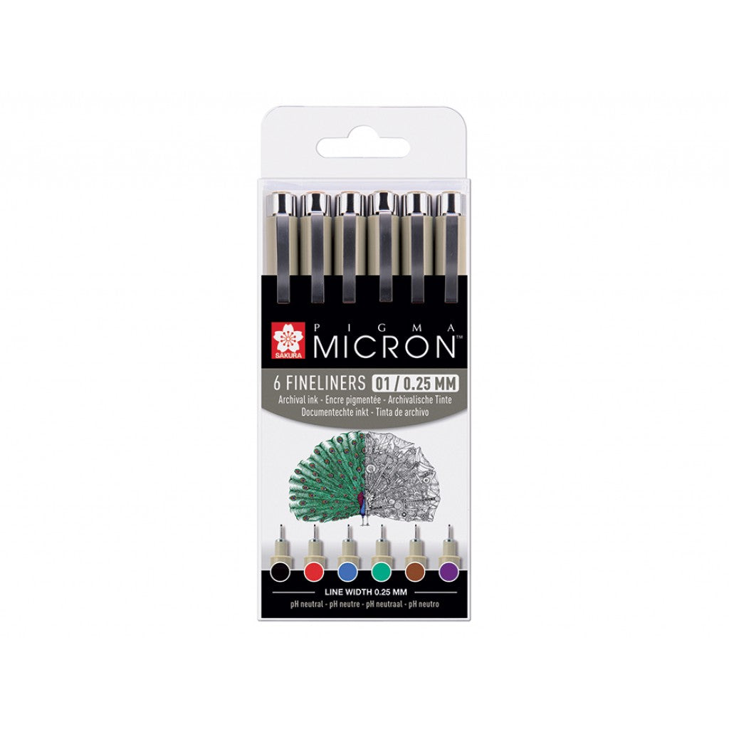Sakura Pigma Micron 01 - Basic Set 6 stk