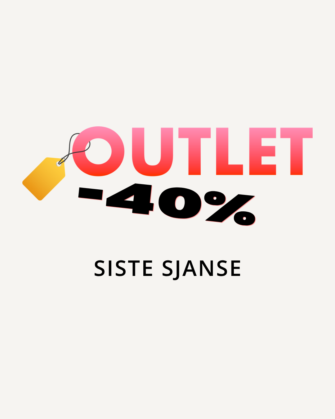 Outlet, utgående varer, -40%