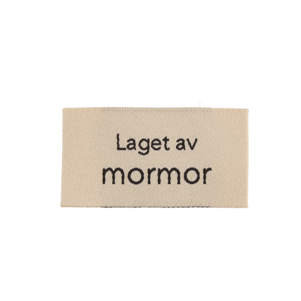 Merkelapp med tekst 25x45mm - Laget av mormor